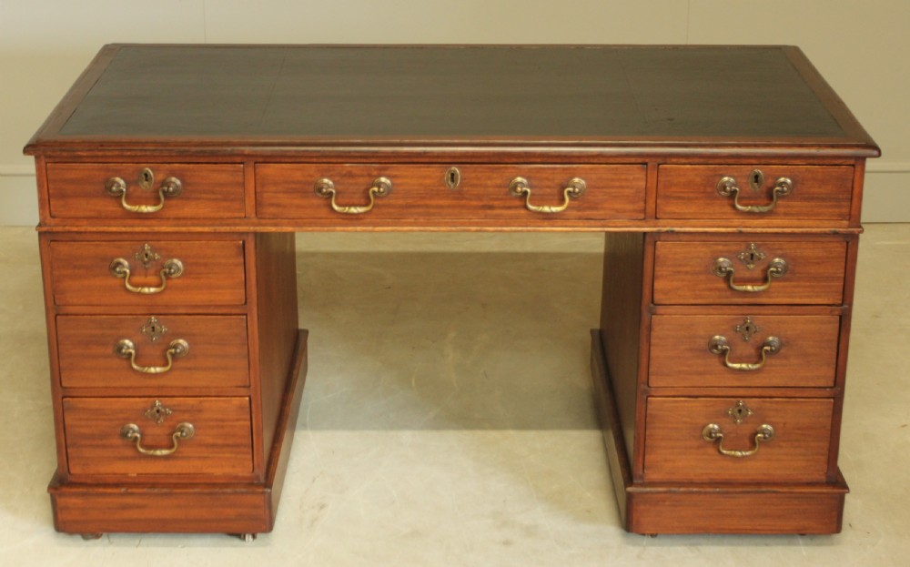 A VICTORIAN MAHOGANY TWIN PEDESTAL DESK View VII