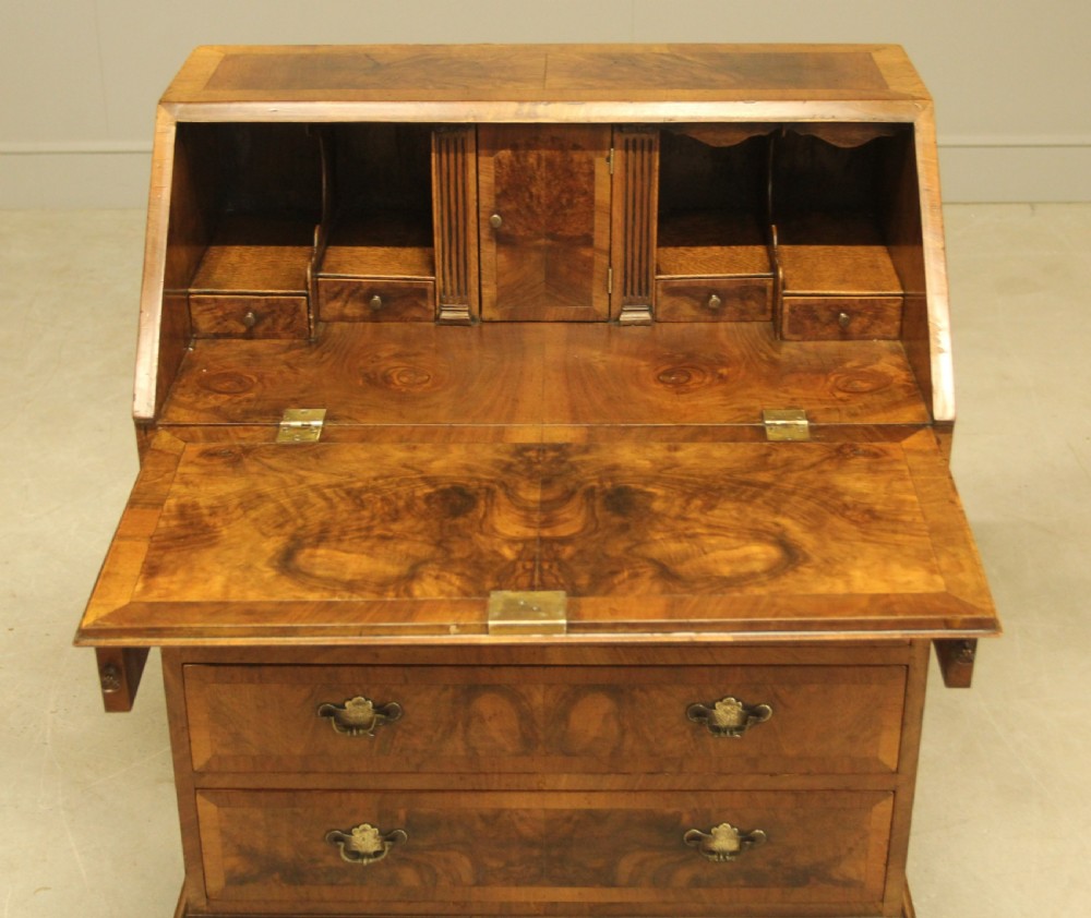 A 19TH CENTURY BURR WALNUT BUREAU View IV