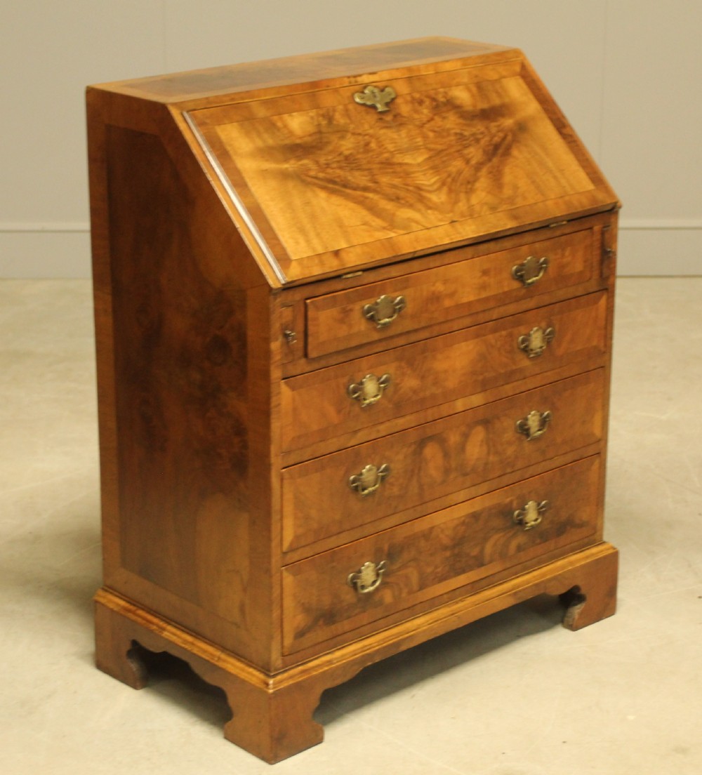 A 19TH CENTURY BURR WALNUT BUREAU View IX