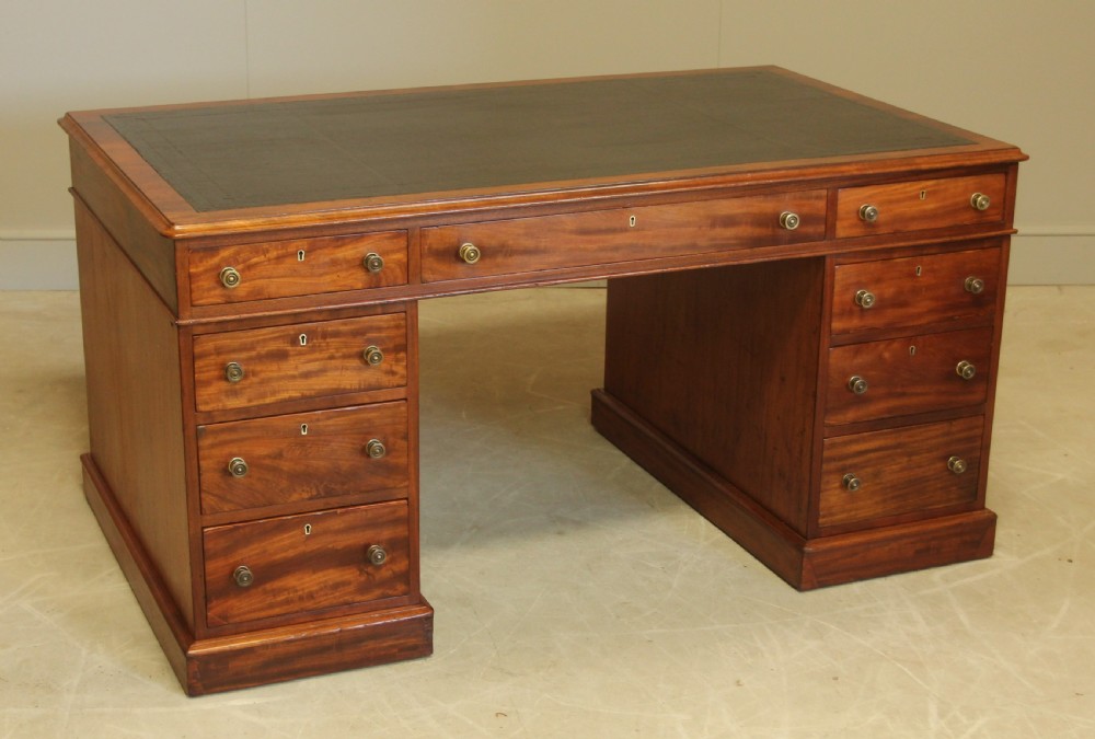 A Maple & co mahogany directors twin pedestal desk View V