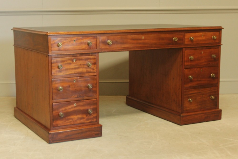 A Maple & co mahogany directors twin pedestal desk View VI