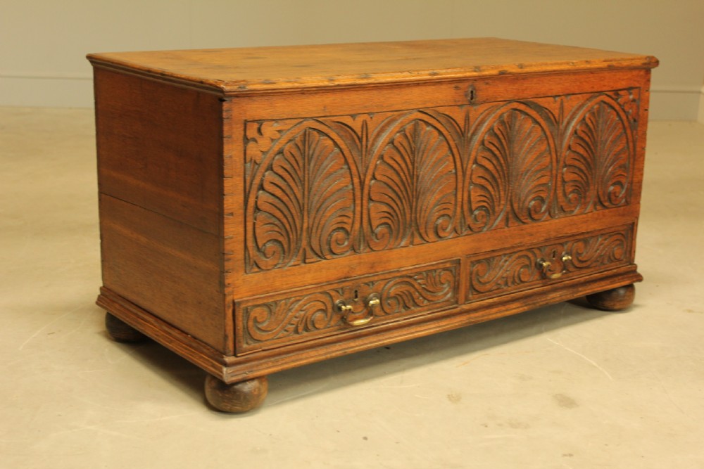 Antique OAK Mule chest / 18th century coffer / Blanket chest View III
