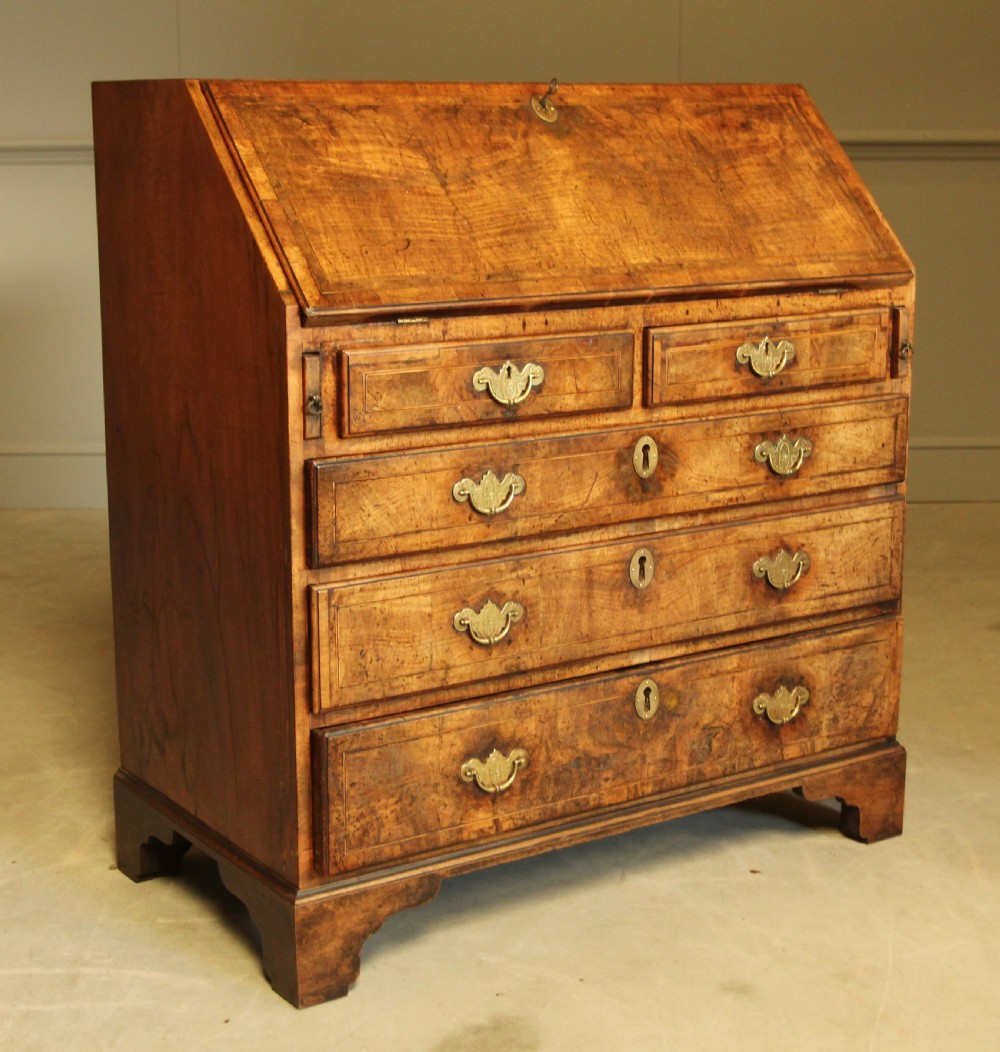 ANTIQUE Georgian burr walnut bureau View II