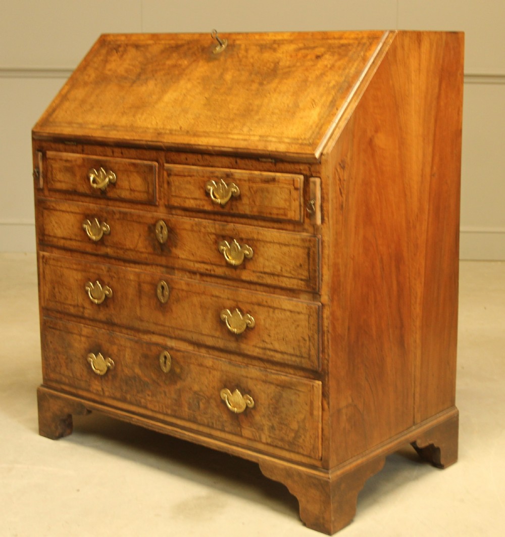 ANTIQUE Georgian burr walnut bureau View IV