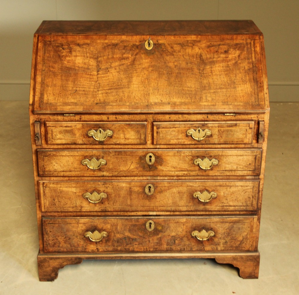 ANTIQUE Georgian burr walnut bureau View V