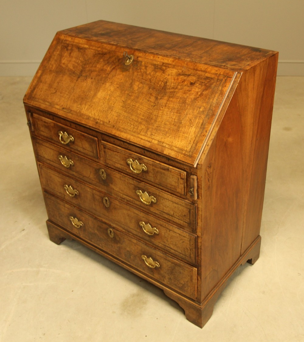ANTIQUE Georgian burr walnut bureau View VI