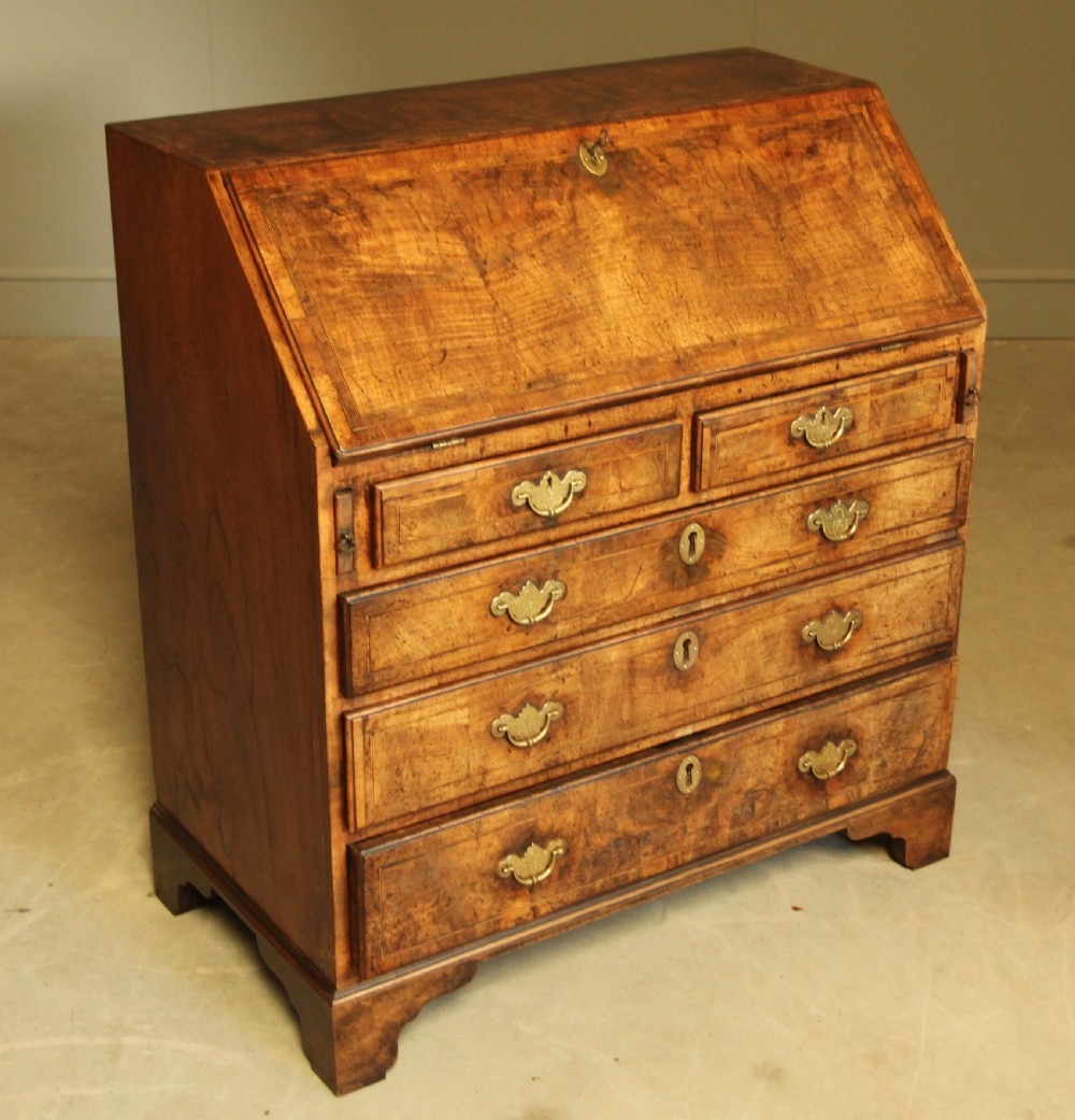 ANTIQUE Georgian burr walnut bureau View VII