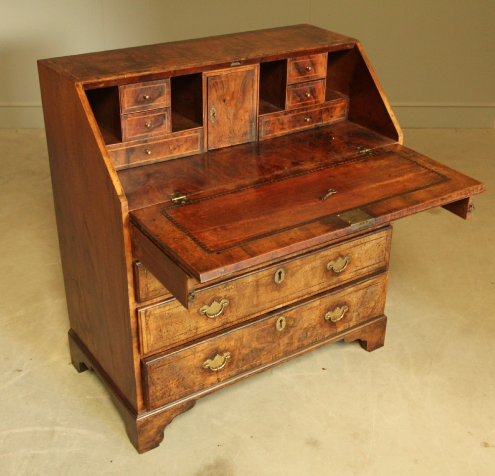 ANTIQUE Georgian burr walnut bureau View IX