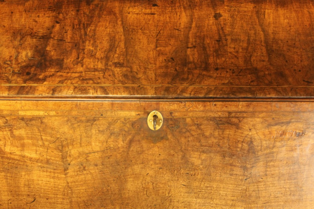 ANTIQUE Georgian burr walnut bureau View XI