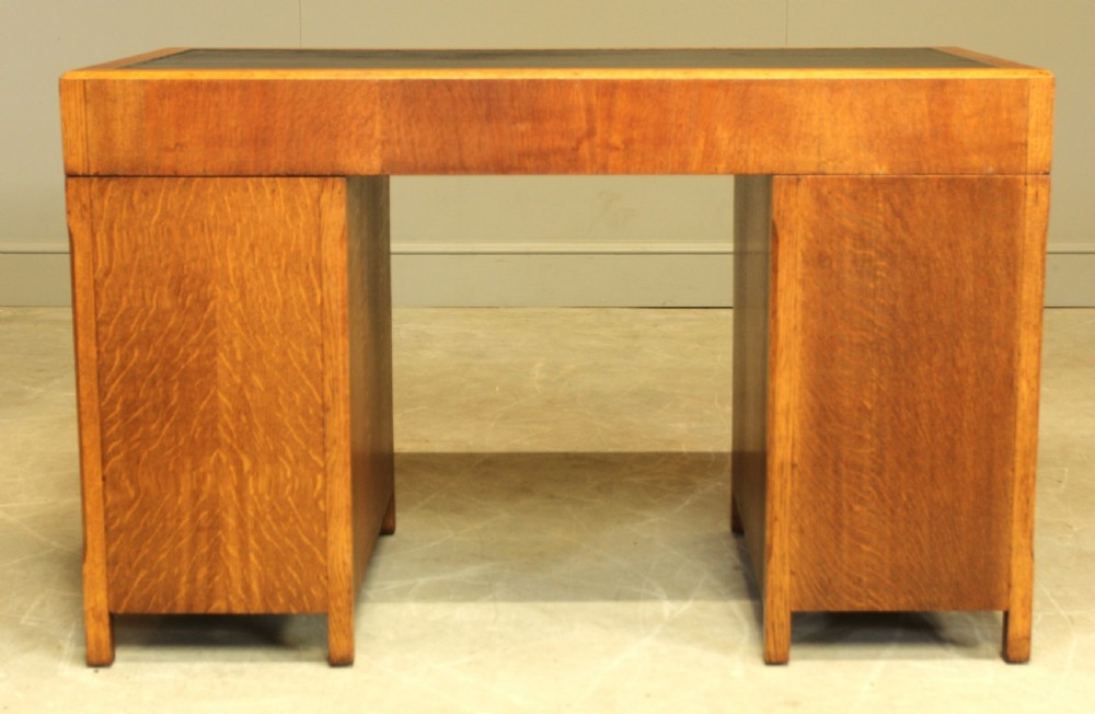 AN EARLY 20TH CENTURY HEALS STYLE OAK TWIN PEDISTAL DESK View IX