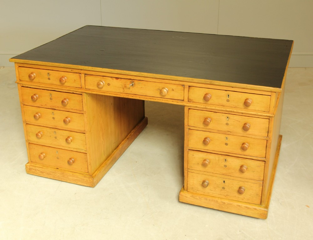 A 19TH CENTURY PITCH PINE PARTNERS DESK View VIII