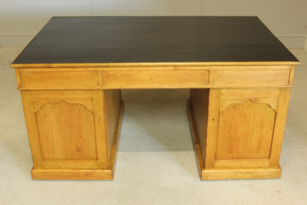 A 19TH CENTURY PITCH PINE PARTNERS DESK View X