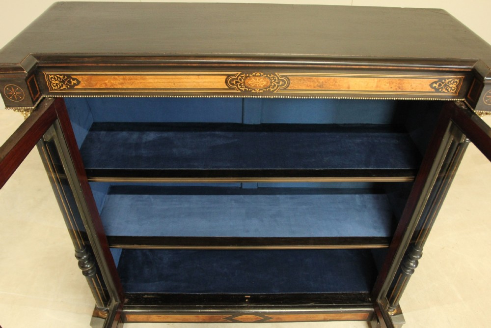 A Victorian Ebonized two door bookcase display  View X