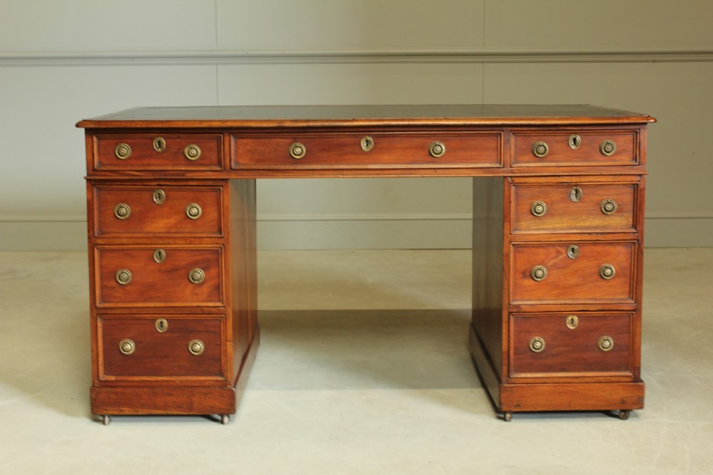 A Late Victorian walnut twin pedestal desk View II