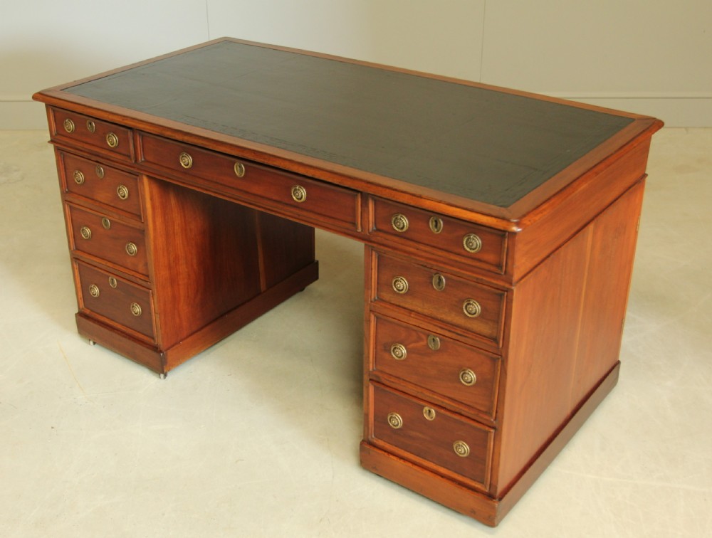A Late Victorian walnut twin pedestal desk View VI