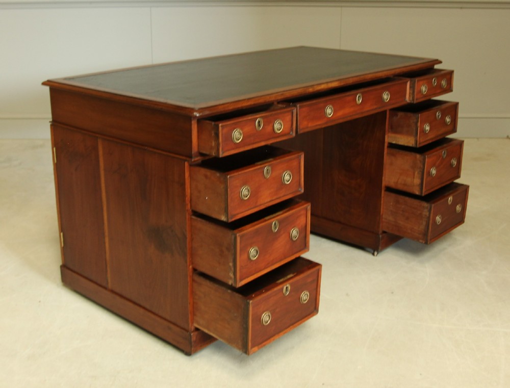 A Late Victorian walnut twin pedestal desk View X