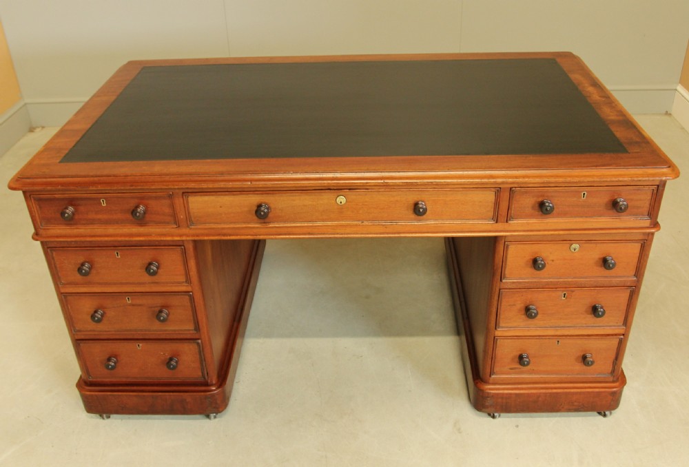 A Large Victorian mahogany twin pedestal desk. View IV