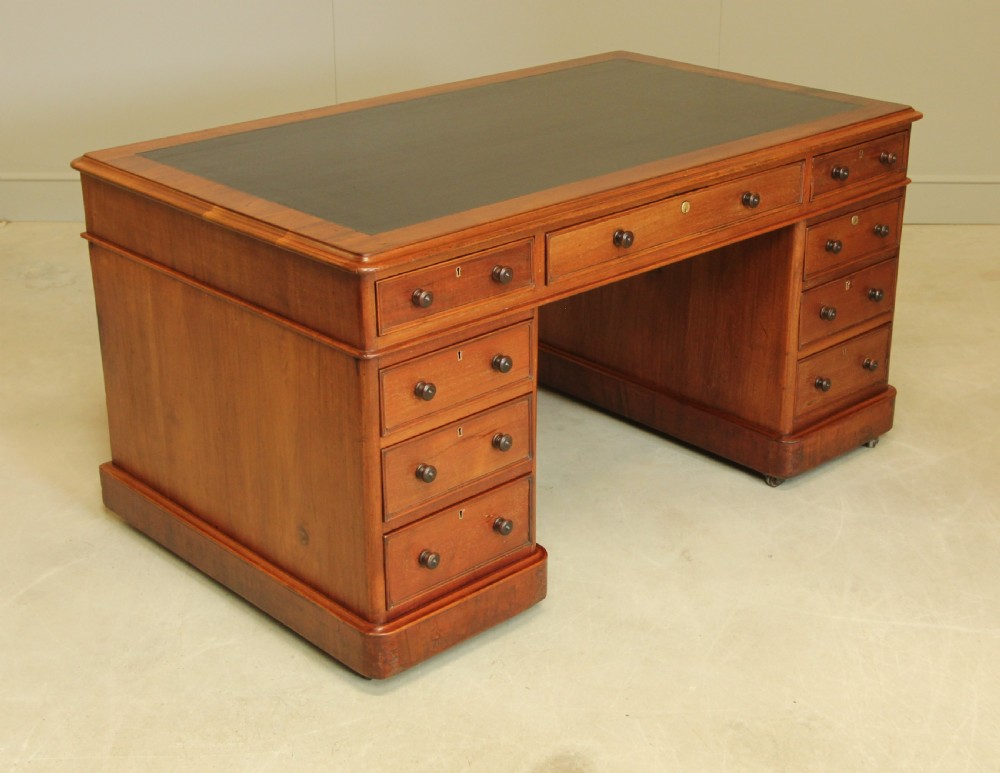A Large Victorian mahogany twin pedestal desk. View V