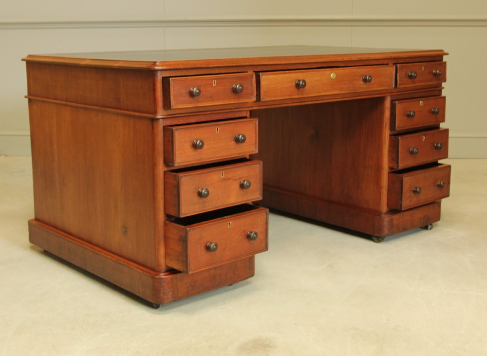 A Large Victorian mahogany twin pedestal desk. View VI