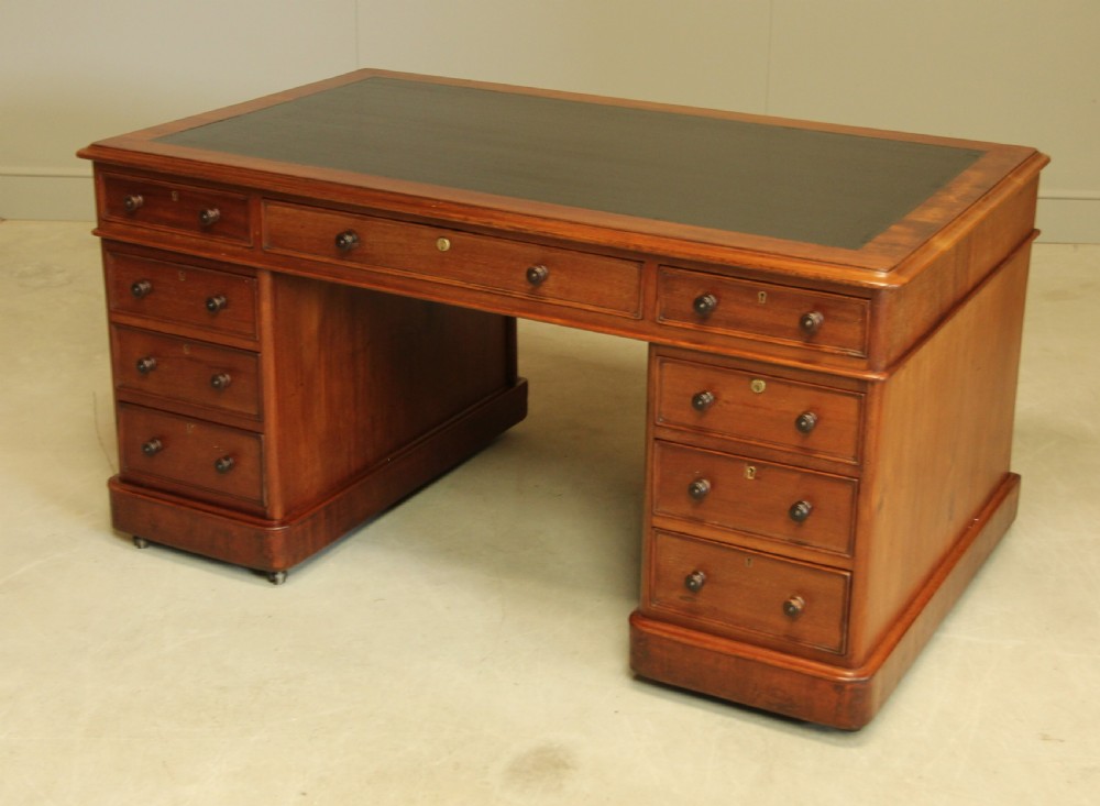 A Large Victorian mahogany twin pedestal desk. View VII