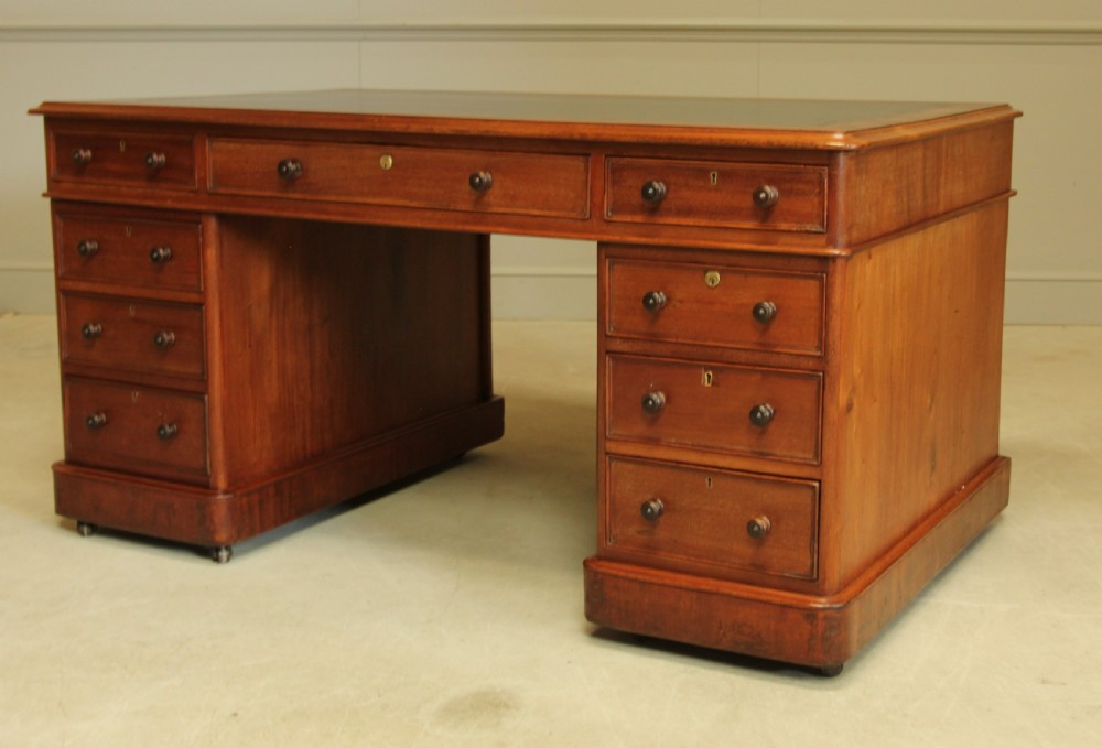 A Large Victorian mahogany twin pedestal desk. View VIII