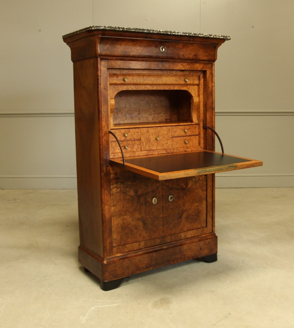 A 19th century French burr walnut secretaire