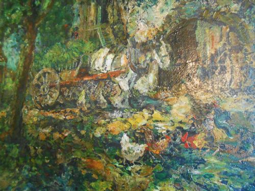 Impressionist Oil Painting Rothbury Farmyard J. F. Slater