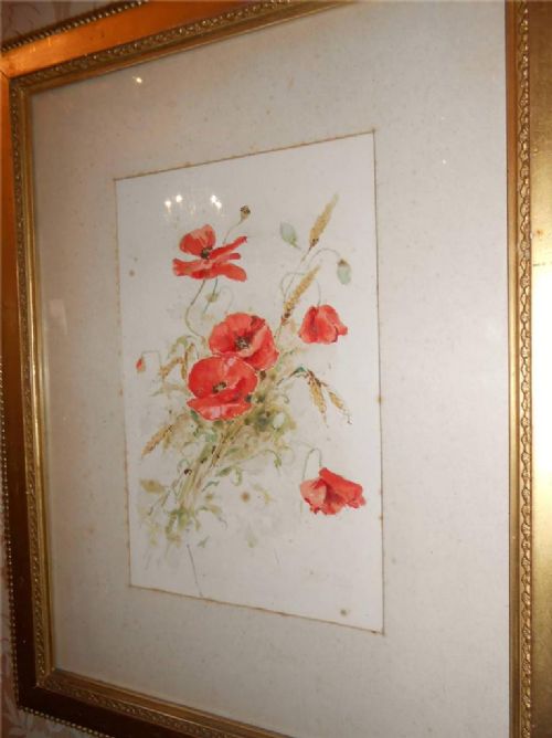 fig 1. Henry John Yeend King, Original Signed Watercolour, Poppies