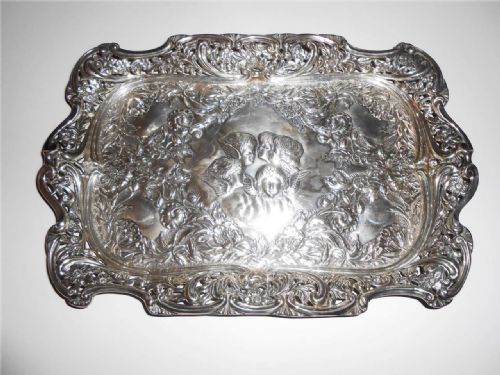 Solid Silver Art Nouveau Dressing Tray Cherubs / Angels Birmingham 1903