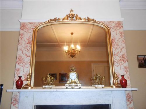 Victorian Overmantle Mirror, Original Gilding