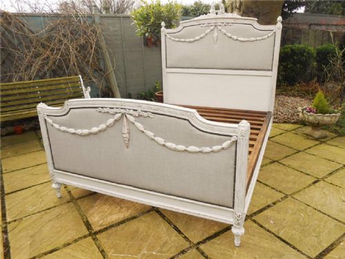 fig 1. Early 20th Century French Louis XV Style Upholstered King Size Bed