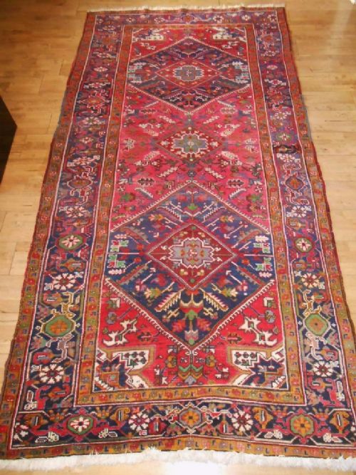 Antique Persian Heriz Long Rug / Runner Carpet C.1900