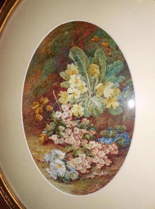 fig 1. Vincent Clare (1855-1930), Still Life of Primrose Flowers, Victorian Watercolour
