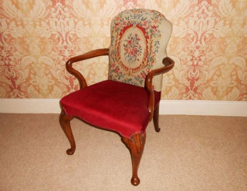 Good Quality Regency Revival Walnut Elbow Armchair
