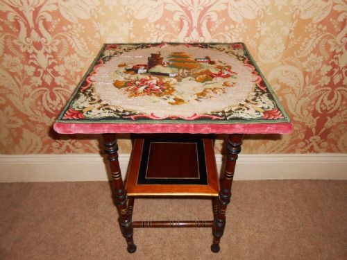 Victorian Walnut Beadwork Aesthetic Table