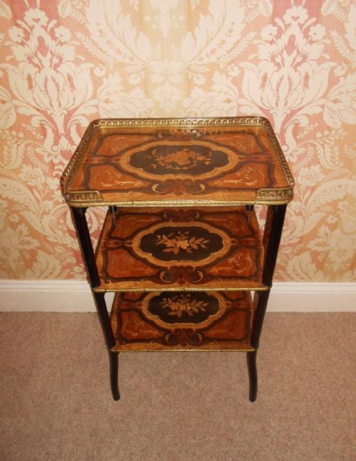 Pretty Late Victorian French Inlaid Etagere/whatnot