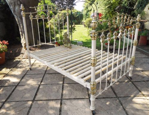 Beautiful Victorian Cast & Brass Double Bed