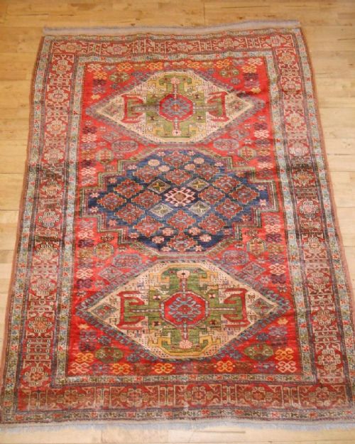 Stunning Antique Afghan / Caucasian Rug of Kazak Design