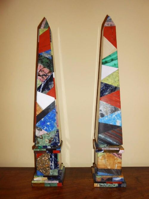 Stunning Pair of Early 20th Century Specimen Stone Obelisks Egyptian Style