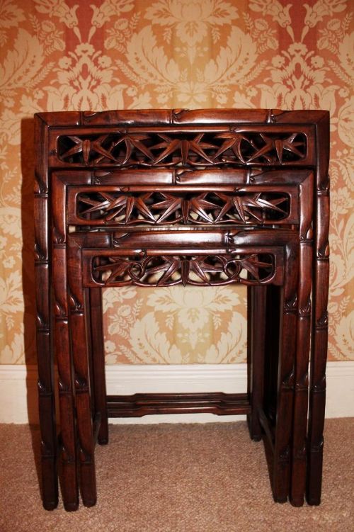 Late 19th Century Chinese Carved Nest of Tables