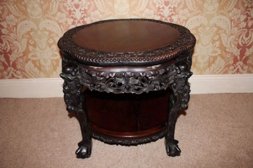 Good Quality Chinese Carved Rosewood Occasional Table / Urn Stand