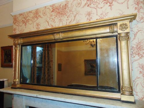 Good Regency Triple Plate Overmantel Mirror with Original Gilding