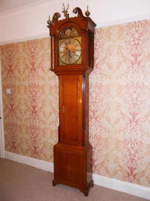 George III 8 Day Oak & Mahogany Moon Phase Longcase Clock, Pattison of Halifax