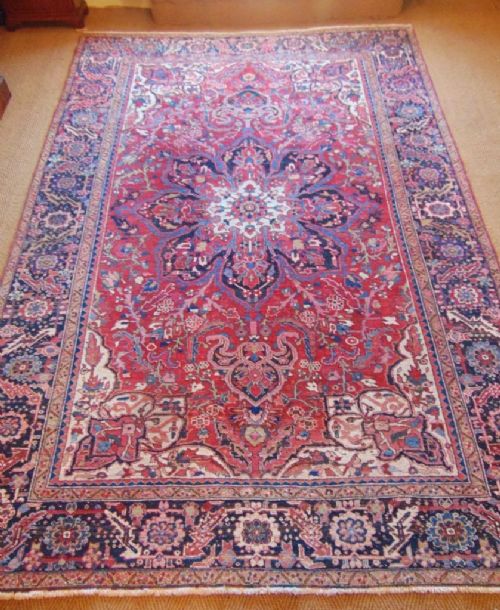 Large Antique Persian Heriz Carpet / Rug