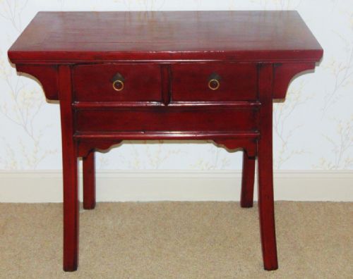 19th Century Chinese Dark Red Lacquer Altar Table