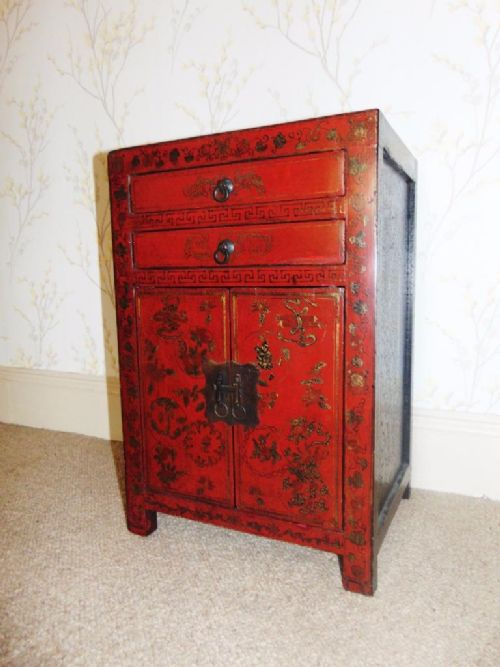 Chinese Gilded Red Lacquer Cabinet