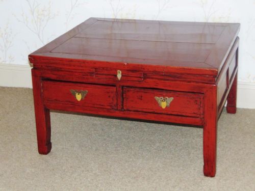 19th Century Chinese Red Lacquer Low Table