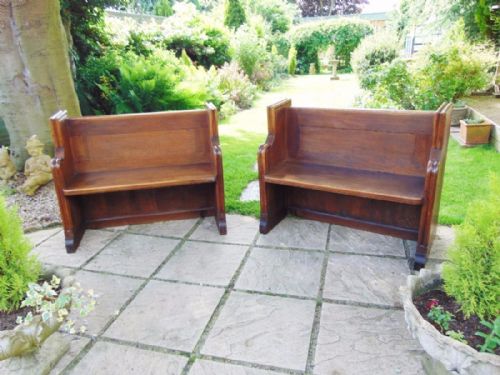 Victorian Oak Pew Bench / Hall Seat