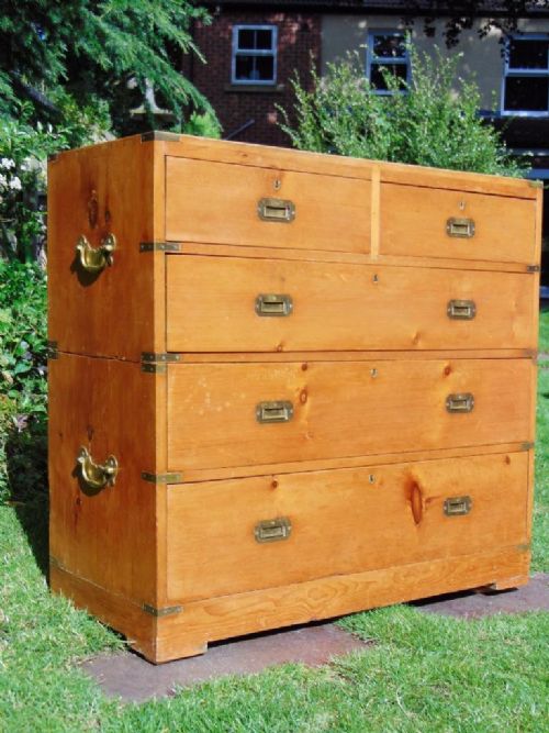 fig 1. 19th Century Golden Pine Campaign Chest of Drawers