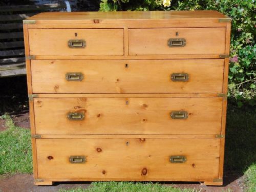 19th Century Golden Pine Campaign Chest of Drawers